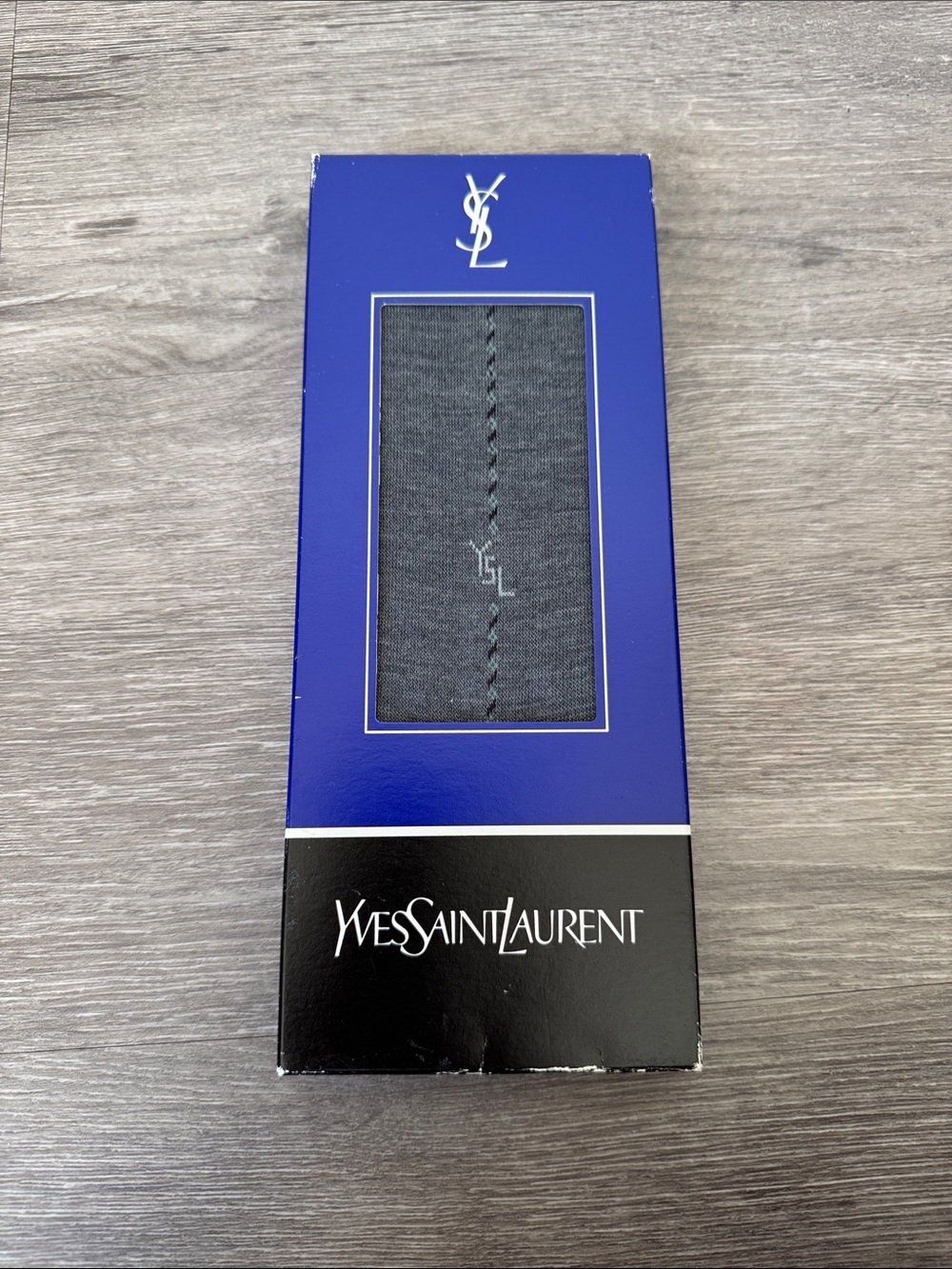 Vintage Yves Saint Laurent Grey Men’s Dress Sock in Original Sealed Box